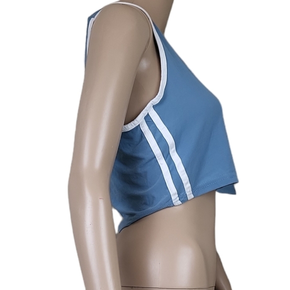 Shein Blue Side Stripe Crop Top - Picture 2 of 4